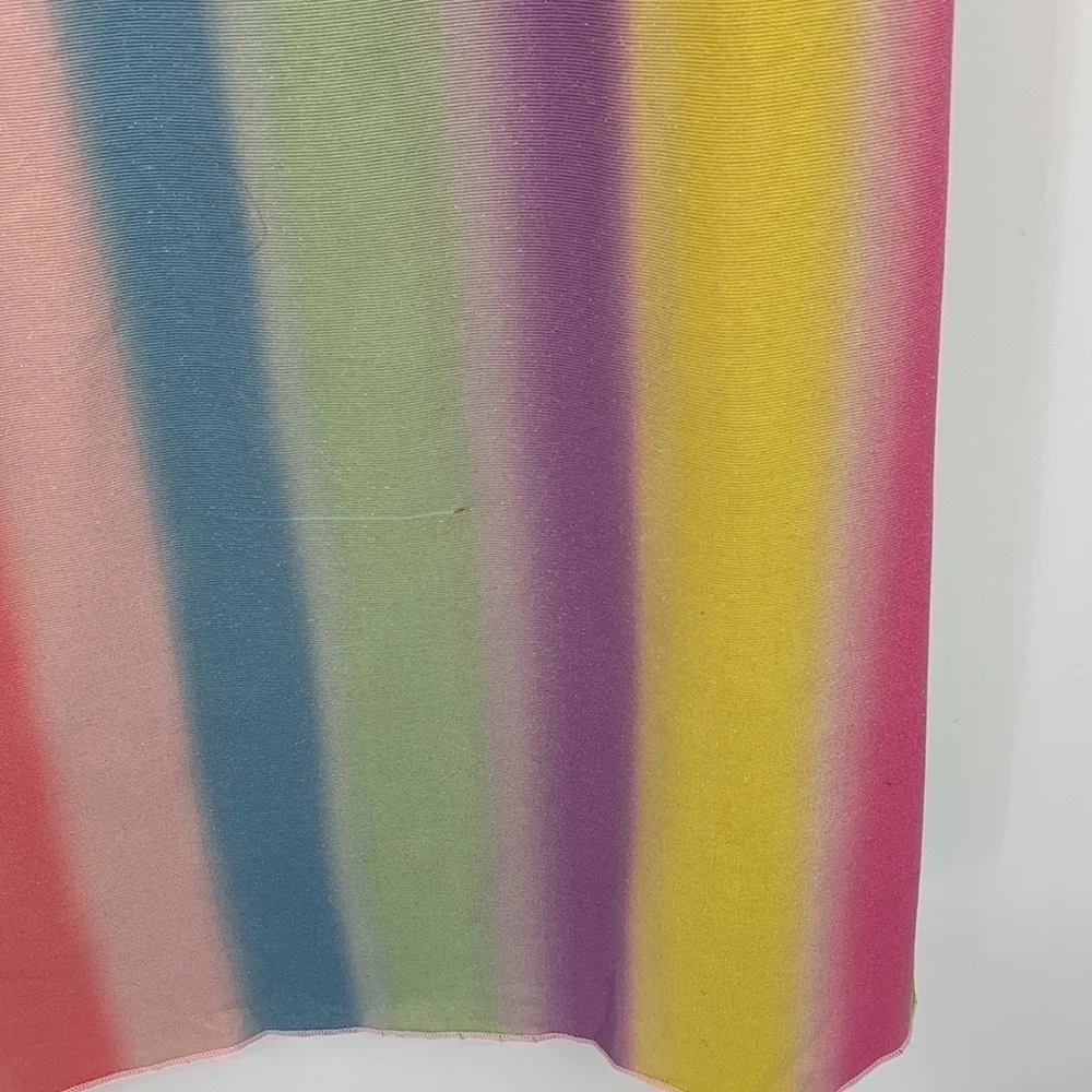 Onia Leah shimmer rainbow midi skirt jersey stretch front slit gold sparkle S